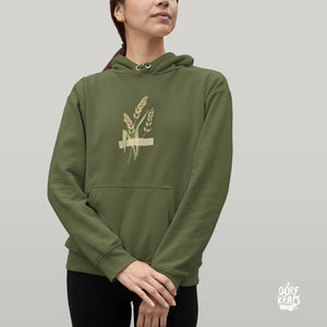 Pullover Landwirtin mit Ähre Getreide Ernte Hoodie oliv - Dorfkram® 