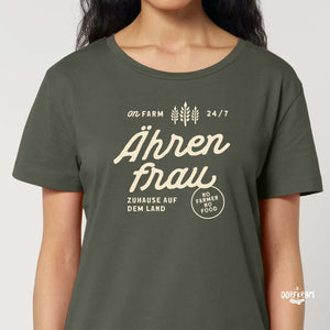 Ährenfrau Shirt Landfrau khaki No farmer no food
