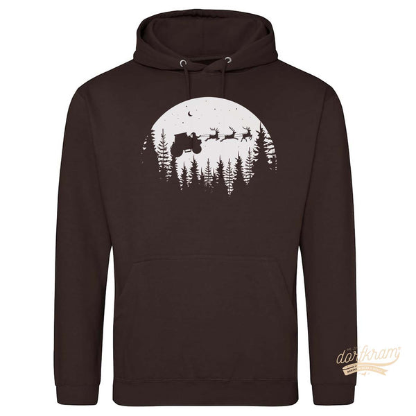 Weihnachtsmann auf Traktor fliegt über Wald / Herren Premium Hoodie