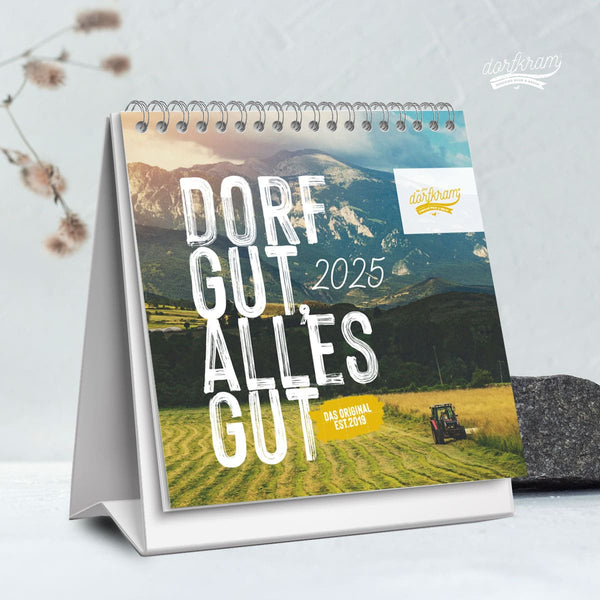 Tischkalender 2025 Dorf gut alles gut für Dorfkinder von Dorfkram® . Quadratisch
