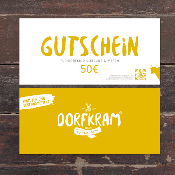 Dorfkram® Geschenkgutschein / Wertgutschein Karte