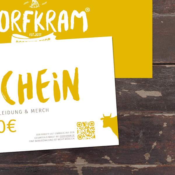 Dorfkram® Geschenkgutschein / Wertgutschein Karte