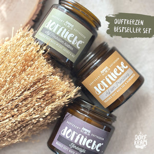 Witzige Duftkerzen im Glas für Dorfkinder - Bundle Sparset Bestseller Kerzen von Dorfkram®