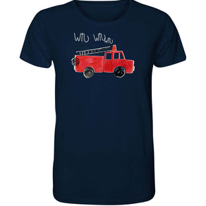 Feuerwehr Shirt Feuerwehrauto Sirene freiwillige Feuerwehr lustiges Shirt Kinder Dorfkram® blau 