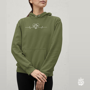 EKG Herzschlag Kuh damen hoodie oliv