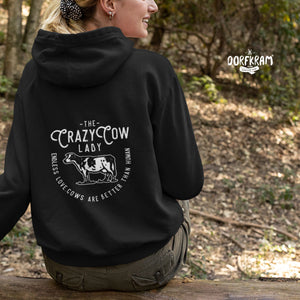 schwarze Damen Jacke mit Kuh Spruch. Dorfkram® 