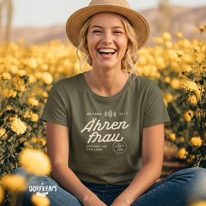 Damenshirt Landwirtin mit Spruch - khaki- Dorfkram® 