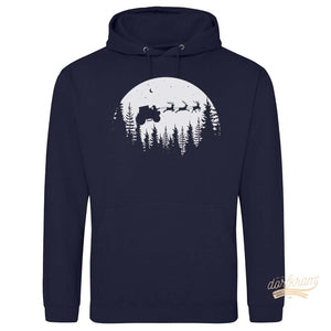 Weihnachtsmann auf Traktor fliegt über Wald / Herren Premium Hoodie (Lagerverkauf)