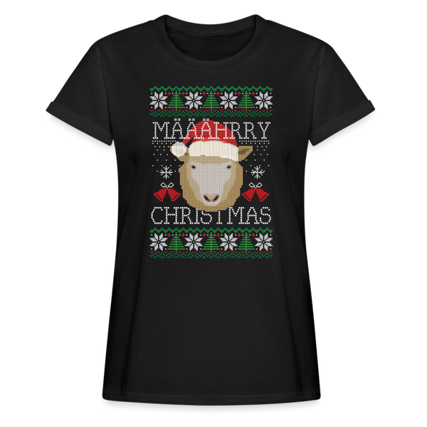 Mährry Christmas⎪Weihnachten Schaf⎪Ugly Christmas Sweater⎪Frauen Oversize T-Shirt - Schwarz