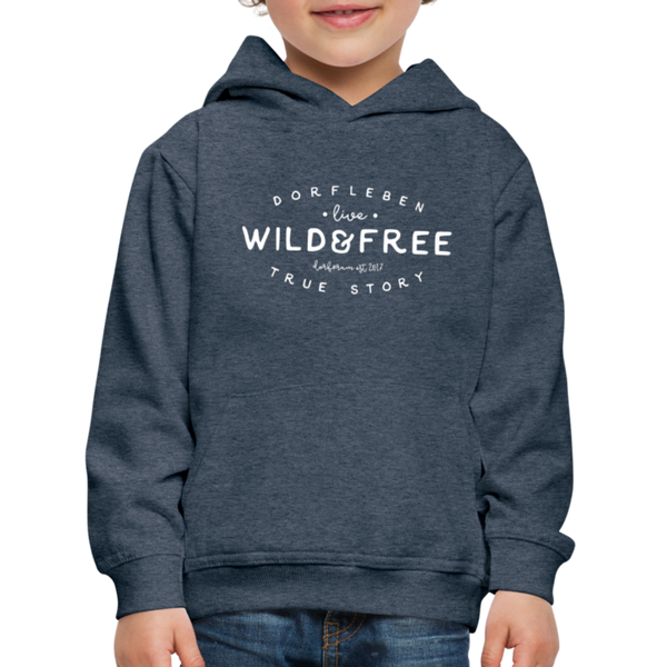 Wild & Free / Kinder Premium Hoodie - Jeansblau