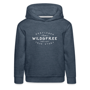 Wild & Free / Kinder Premium Hoodie - Jeansblau
