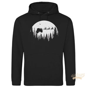 Weihnachtsmann auf Traktor fliegt über Wald / Herren Premium Hoodie (Lagerverkauf)