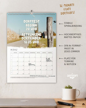 Kalender zum Aufhängen mit lustigen Sprüchen 2027 für Dorfkinder von Dorfkram® 