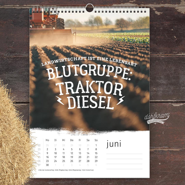 Landwirtschaft Spruch Kalender. Landwirtschaft ist eine Lebensart.  Traktorkalender Dorfkram® 2025