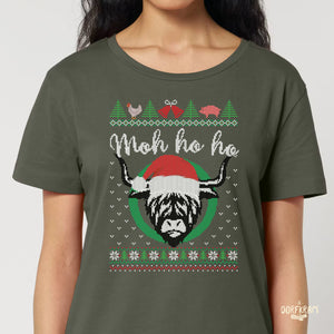 Weihnachtskuh Mo ho ho / Damen Organic Shirt