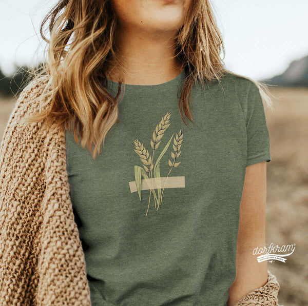 Shirt Ährenfrau Weizen Getreide Landwirtin Shirt Landwirtschaft Dorfkram® oliv