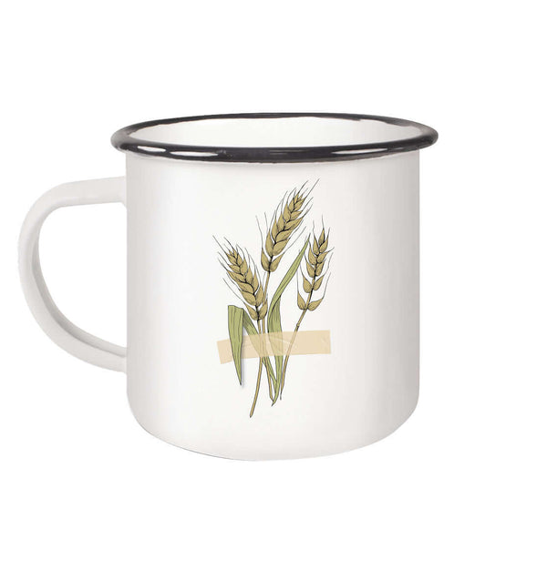 Getreide / Weizen / Ährenfrau Ährenmann / Emaille Tasse