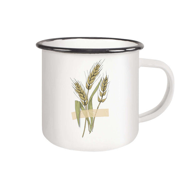 Getreide / Weizen / Ährenfrau Ährenmann / Emaille Tasse