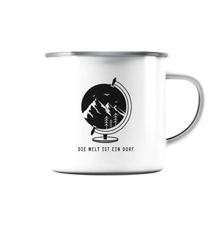 Die Welt ist ein Dorf / Emaille Tasse