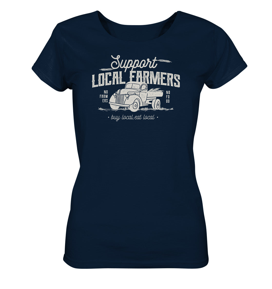 Support local Farmers. Retro Shirt Landwirt. No Farmers no food. Dorfkram® blau navy