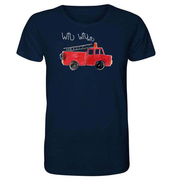 Feuerwehr Shirt Feuerwehrauto Sirene freiwillige Feuerwehr lustiges Shirt Kinder Dorfkram® blau 