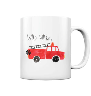 Feuerwehrauto Feuerwehr Wiu Sirene / Tasse weiss