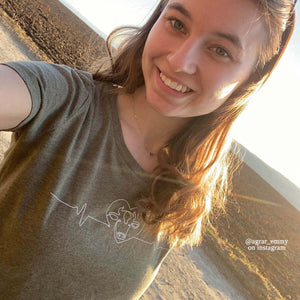 Herzschlga Kuh Olivgrün Landwirtin Shirt