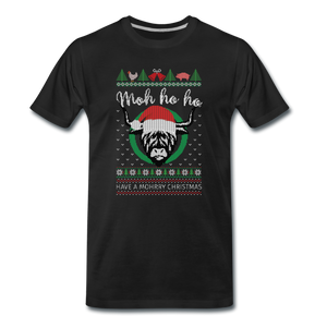 Moh Ho Ho ⎪Weihnachten Kuh ⎪Ugly Christmas Sweater Dorf ⎪Männer Premium T-Shirt - Schwarz