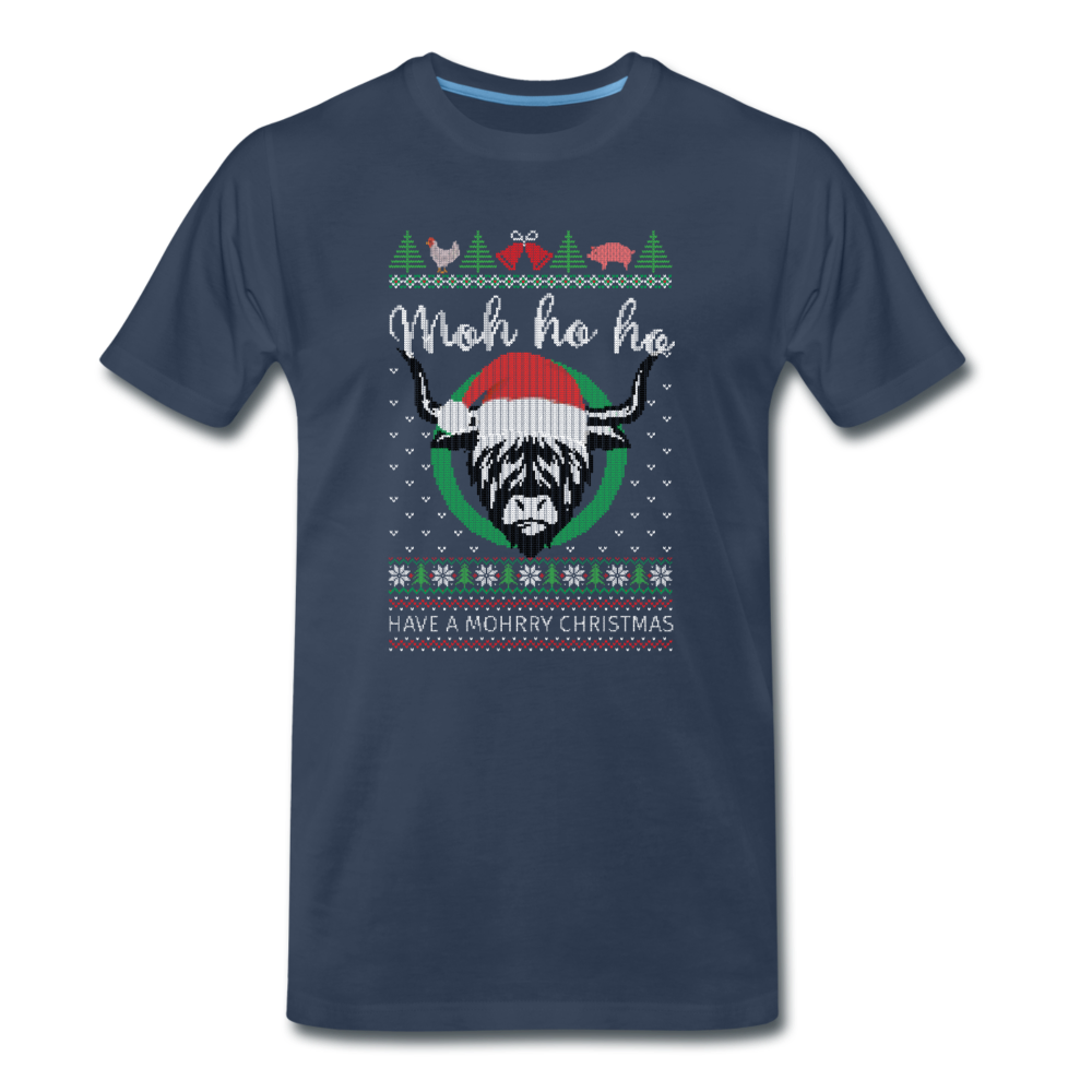 Moh Ho Ho ⎪Weihnachten Kuh ⎪Ugly Christmas Sweater Dorf ⎪Männer Premium T-Shirt - Navy