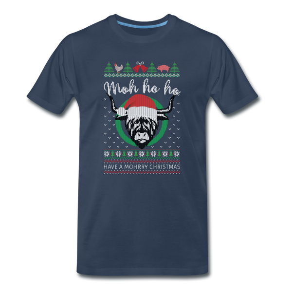 Moh Ho Ho ⎪Weihnachten Kuh ⎪Ugly Christmas Sweater Dorf ⎪Männer Premium T-Shirt - Navy