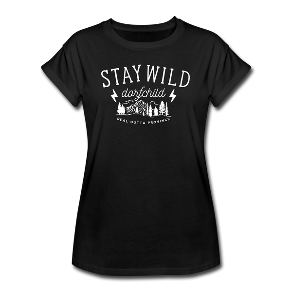 Stay Wild Dorfchild / Frauen Oversize T-Shirt - Schwarz