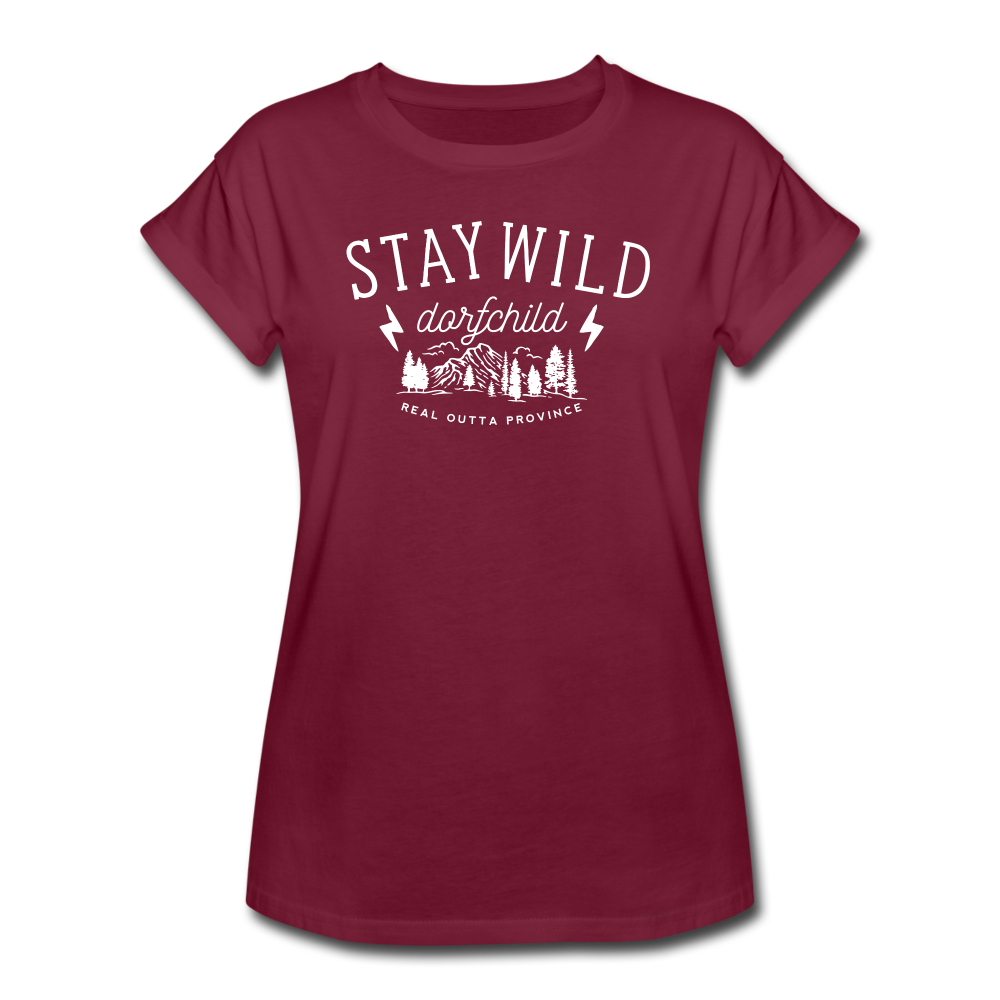Stay Wild Dorfchild / Frauen Oversize T-Shirt - Bordeaux