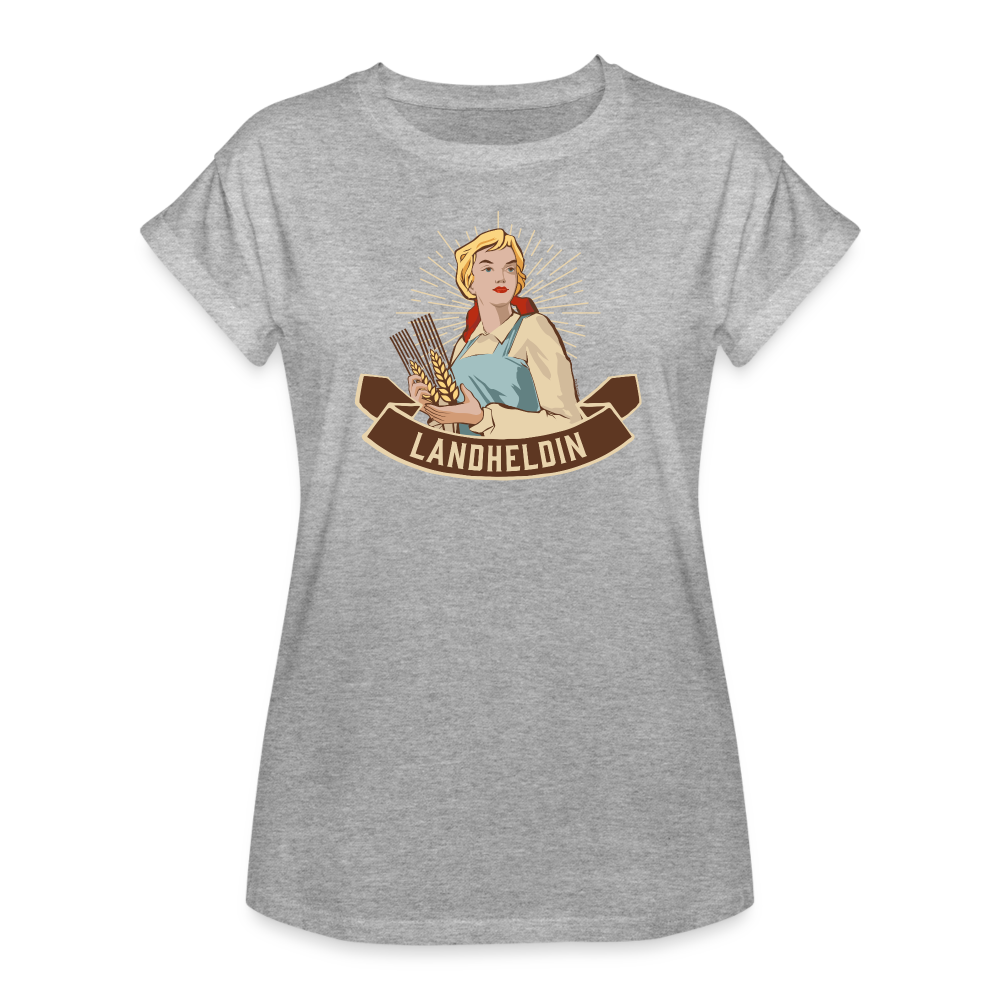 Landheldin / Feminismus / Landwirtin / Frauen Oversize T-Shirt - Grau meliert