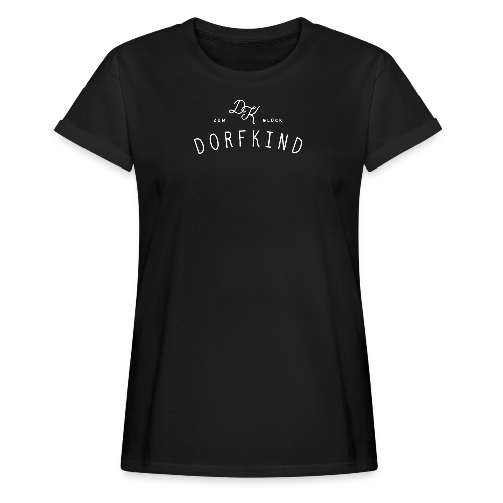 Zum Glück Dorfkind / Damen Oversize T-Shirt - Schwarz