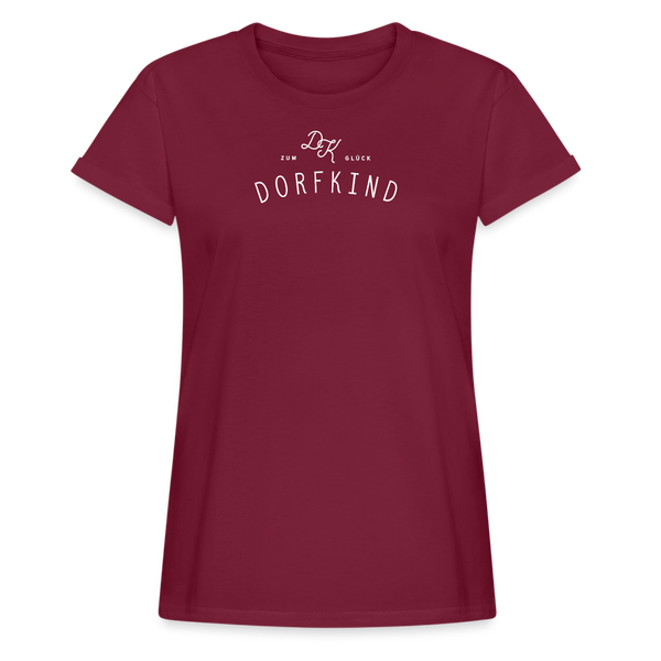 Zum Glück Dorfkind / Damen Oversize T-Shirt - Bordeaux