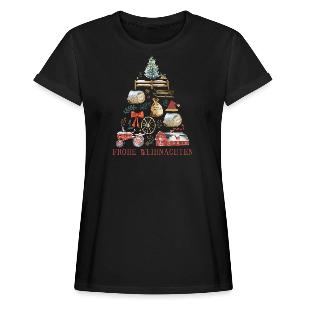Frohe Weihnachten / Dorf Farm Elemente / Frauen Oversize shirt  Schwarz