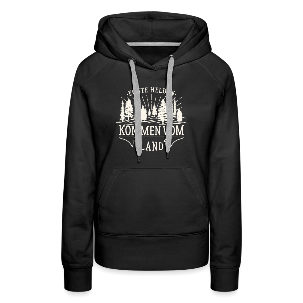 Echte Helden kommen vom Land / Damen Premium Hoodie Landwirtin Schwarz
