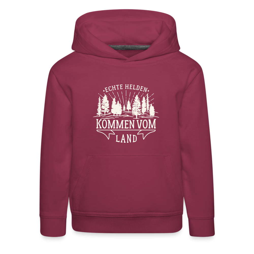 Echte Helden kommen vom Land / Kinder Premium Hoodie - Bordeaux