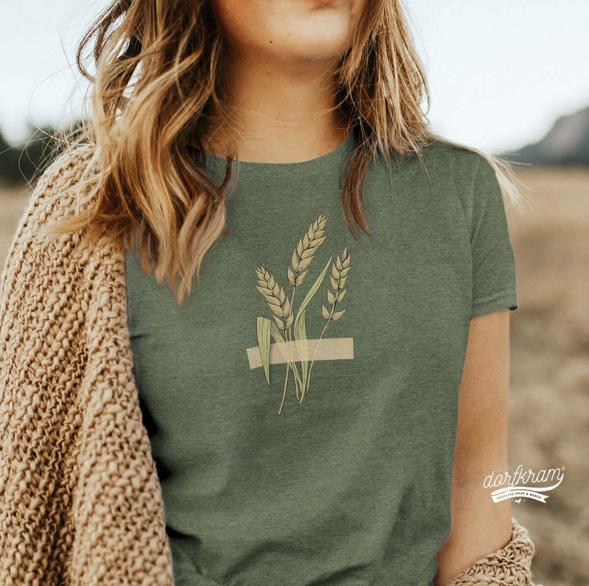 Shirt Ährenfrau Weizen Getreide Landwirtin Shirt Landwirtschaft Dorfkram® oliv